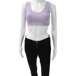 Herve By Herve Leger Womens Cropped Tank Purple Scoop Neck Zip Size XS